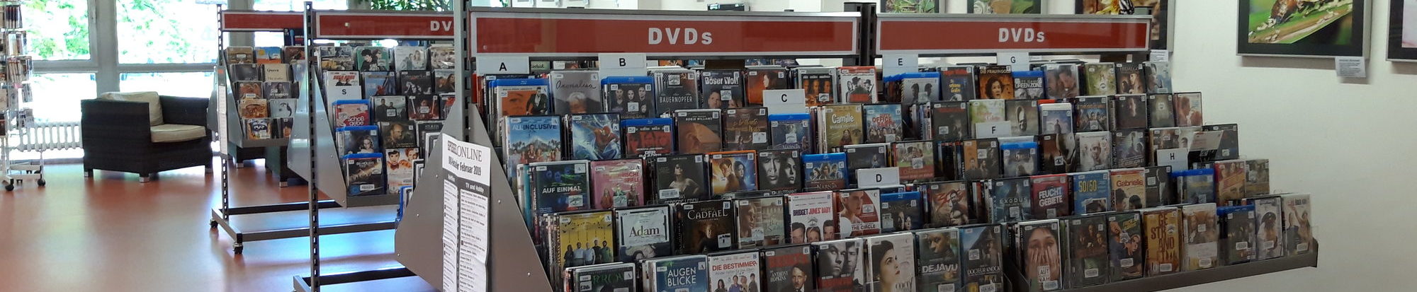 Film-Regal der Stadtbibliothek in Bad