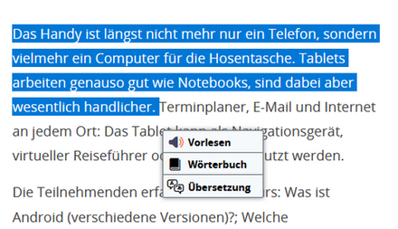 Screenshot von Readspeaker