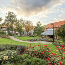 Der Rosengarten in Salzgitter-Bad lädt zum Verweilen ein.