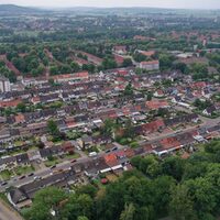 Blick von oben auf die Swindonstraße und Umgebung.