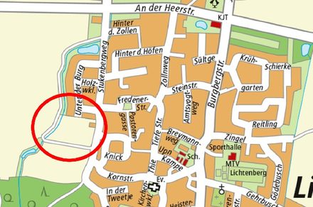 Stadtplanausschnitt mit dem neuen Baugebiet.