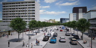 Die umgebaute Albert-Schweitzer-Straße lädt zum Flanieren ein.