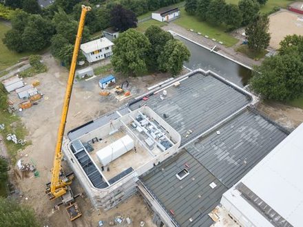 Bauarbeiten für das neue Stadtbad schreiten voran.
