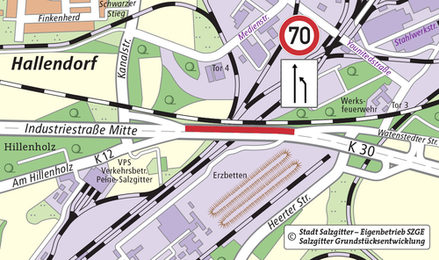 Zwischen den Abfahrten Watenstedt und Hallendorf gilt Tempo 70.