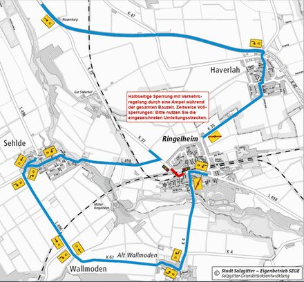 Bild der ausgeschilderten Umleitungen