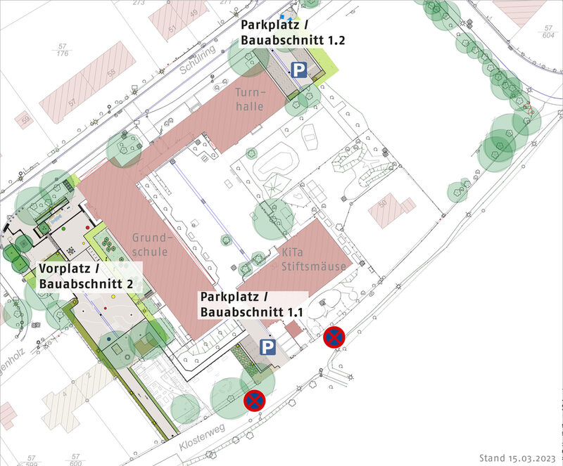 Der Plan zeigt die Bauabschnitte mit den Park- und Halteverboten (beginnend mit Bauabschnitt 1.1.)