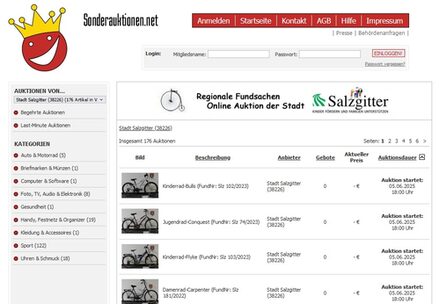 Bildschirmdruck von sonderauktionen.net