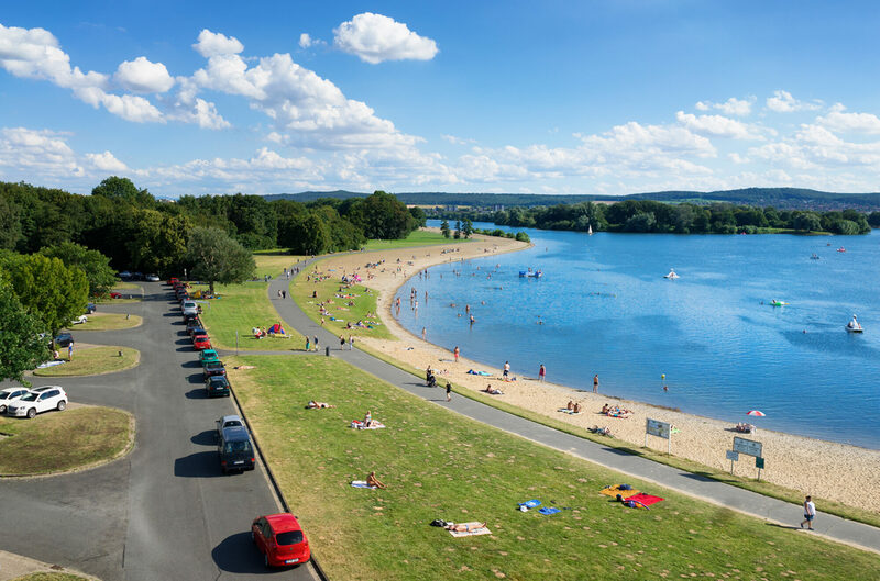 Ziel der Motorradgedenkfahrt und Ort der Veranstaltung: Die Reppnersche Bucht am Salzgittersee in Lebenstedt.