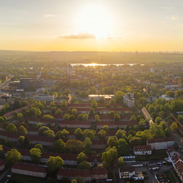 Panoramaaufnahme von Salzgitters größtem Stadtteil Lebenstedt.